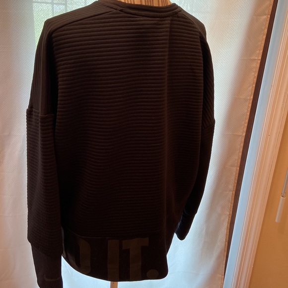 Nike Dri-Fit Black Ribbed Crew Neck Lg Pullover JUST DO IT Sweater - Picture 11 of 14